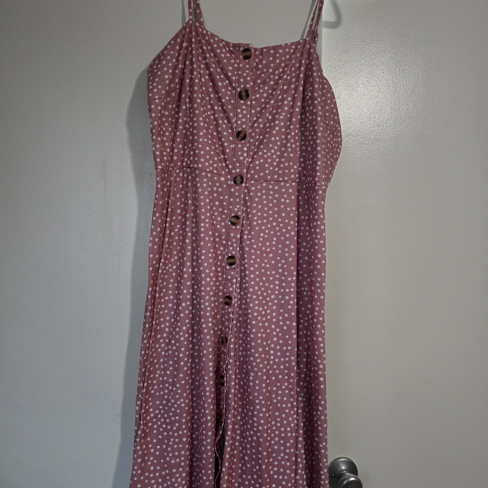 Pink Polka Dot Button-Front Sundress